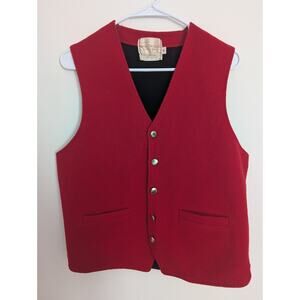 Vintage Red Wool Vest USA Made Button Front Folk Heritage Cottagecore M Unisex